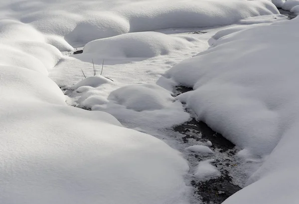 Riacho Inverno Cobertura Neve — Fotografia de Stock