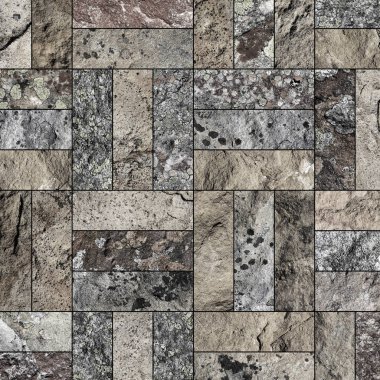 Bir taş doku şeklinde bir desenli seramik karo döşeme parçası.