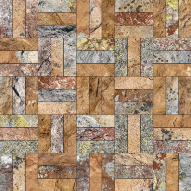 Bir taş doku şeklinde bir desenli seramik karo döşeme parçası.