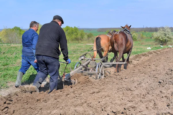 Kalush Ukraine Avril 2017 Mise Jachère Champ Printemps Par Une — Photo