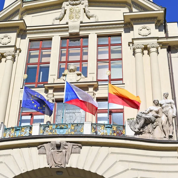 Praga República Checa Mayo 2018 Banderas Unión Europea República Checa —  Fotos de Stock