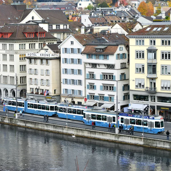 Zurych Konfederacja Szwajcarska Listopada 2018 Tramwaj Ulicach Miasta — Zdjęcie stockowe