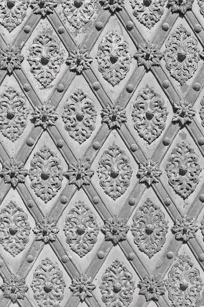 Textura Metal Forjado Antigo Com Sobreposições Decorativas Portas Portões Persianas — Fotografia de Stock