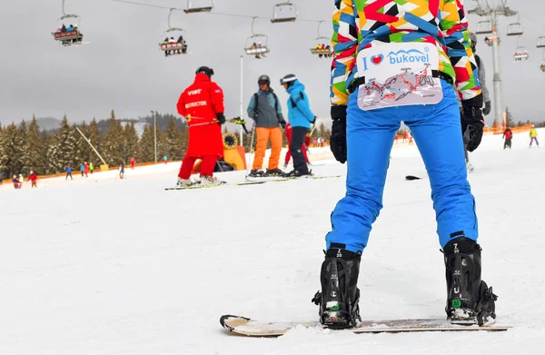 Bukovel Estación Esquí Spa Ucrania Febrero 2019 Pista Para Principiantes — Foto de Stock