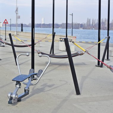 Vienna, Avusturya - Şubat, 9, 2019: Spor ve Rekreasyon alan Danube setin üzerine.