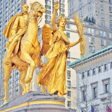 New York, Amerika Birleşik Devletleri - Mart, 8, 2019: genel William Tecumseh Sherman atlı heykeli.