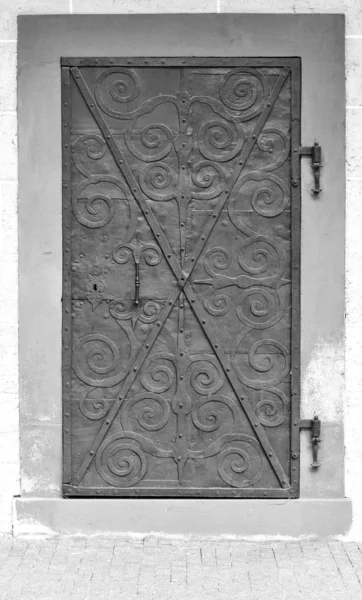 Metal Wrought Iron Door Historic Building — Stock Photo, Image