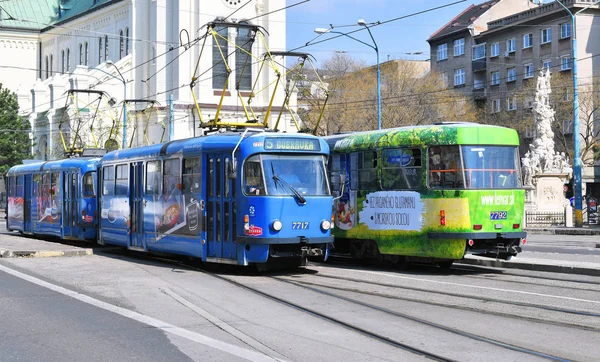 Bratislava Března 2019 Staré Tramvaje Ulicích Města — Stock fotografie