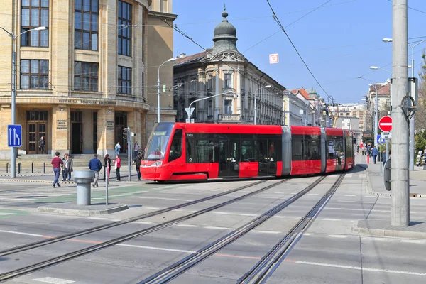 Praha Česká Republika Května 2017 Moderní Tramvaj Ulicích Města — Stock fotografie