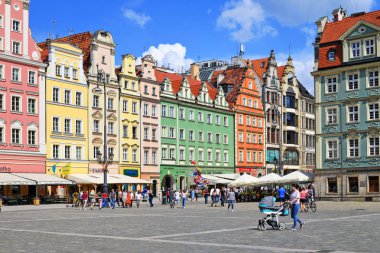 Wroclaw, Polonya Cumhuriyeti - 19 Mayıs 2019: Pazar Meydanı.
