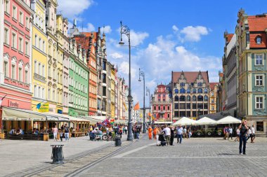 Wroclaw, Polonya Cumhuriyeti - 19 Mayıs 2019: Pazar Meydanı.