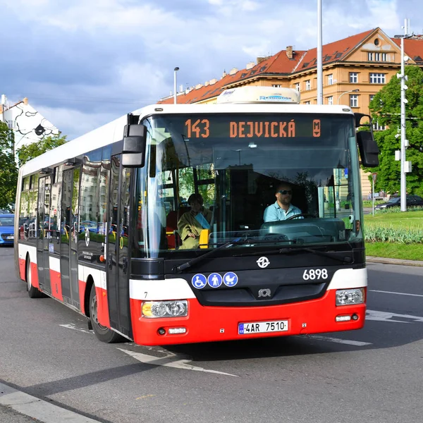 stock image PRAGUE, CZECH REPUBLIC - May 4, 2018: City bus on the route.