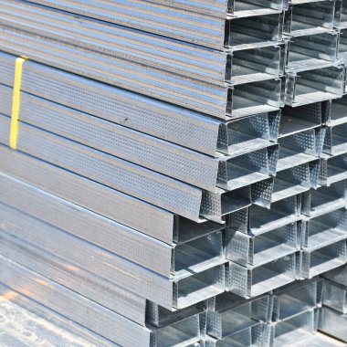 stack of metal profiles for construction