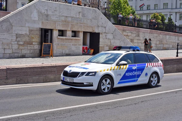 Budapest Hongrie Juillet 2019 Voiture Patrouille Police Dans Rue Ville — Photo