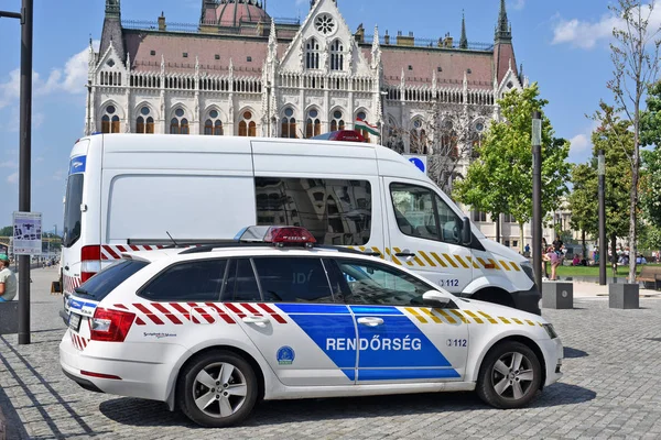 Budapest Hungary July 2019 Police Patrol Cars Street City — Stockfoto