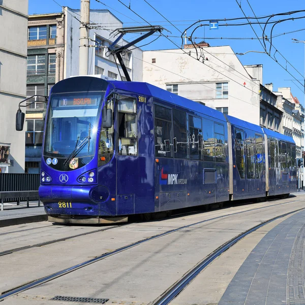 Wrocaw Polen Maj 2019 Modern Spårvagn Gatorna Staden — Stockfoto