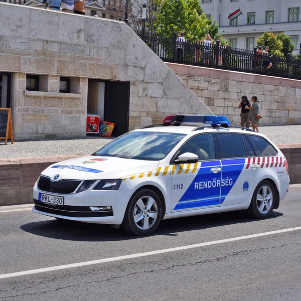 Budapest Hongrie Juillet 2019 Voiture Patrouille Police Dans Rue Ville — Photo