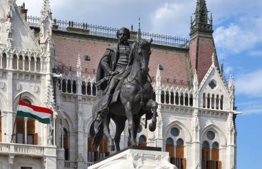 Budapeşte, Macaristan, - 6 Temmuz 2019: Gyula Andrassy Heykeli.