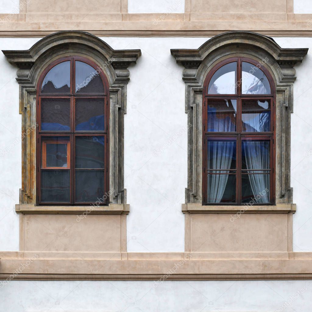 Window of an ancient building. Old Prague, 2019.