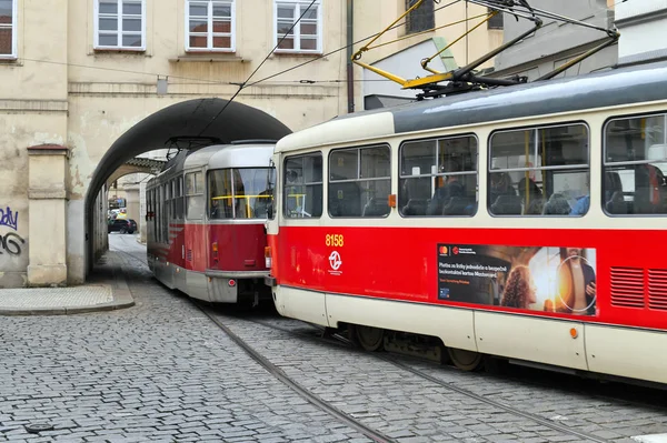 Praha Česko Května 2019 Stará Tramvaj Ulicích Města — Stock fotografie