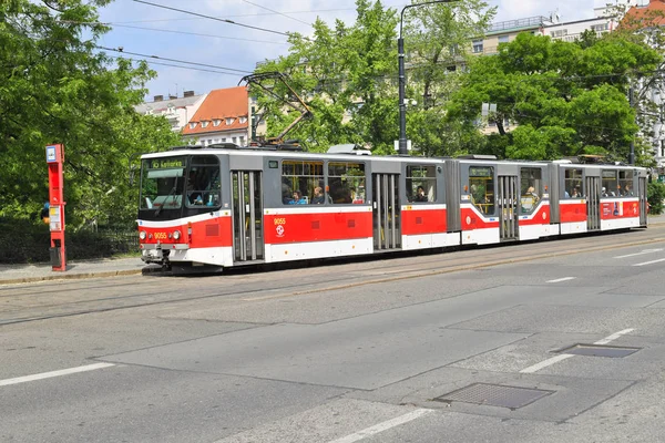 Prag Tschechische Republik Mai 2019 Alte Straßenbahn Den Straßen Der — Stockfoto