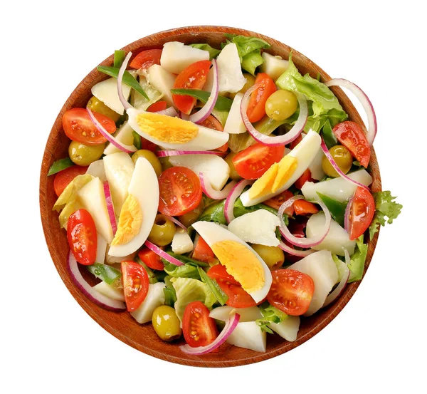 Ensalada Traditionele Spaanse Salade Met Verse Groenten Eieren Geïsoleerd Een — Stockfoto