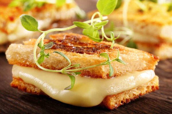 Сэндвич с зерном и сыром на деревянном фоне и пустое место для текста
