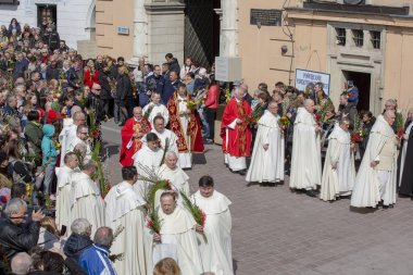 Polonya, Czestochowa - 14 Nisan 2019: Jasna Gora Manastırı Palm S