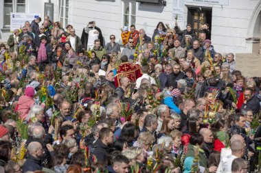 Polonya, Czestochowa - 14 Nisan 2019: Jasna Gora Manastırı Palm S