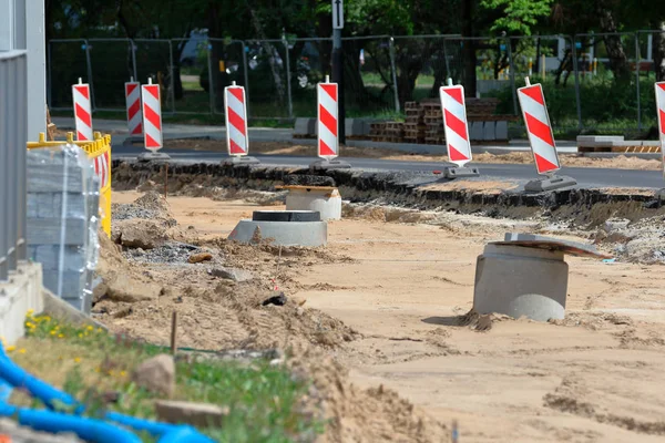 Vägbygge i staden — Stockfoto