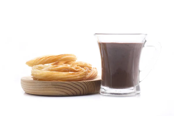Chocolate Churros Typical Breakfast Spain — Stock Photo, Image