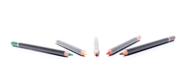 Cinco Lápices Diferentes Colores Especialmente Para Aprender Pintar — Foto de Stock