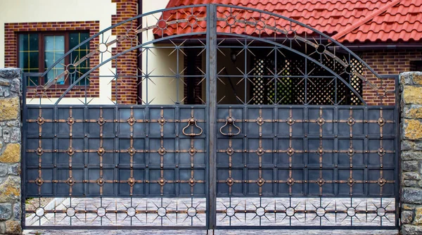 Wrought Iron Gates Ornamental Forging Forged Elements Close — Stock Photo, Image