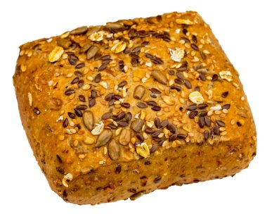 Beyaz arka plan üzerinde izole tohumları ekmek rulo.