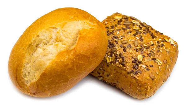 Beyaz Arka Plan Üzerinde Izole Tohumları Ekmek Rulo — Stok fotoğraf