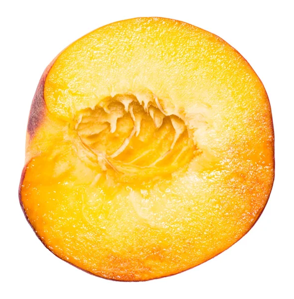 Peach Fruit Slice Isolated White Background — Stock Photo, Image