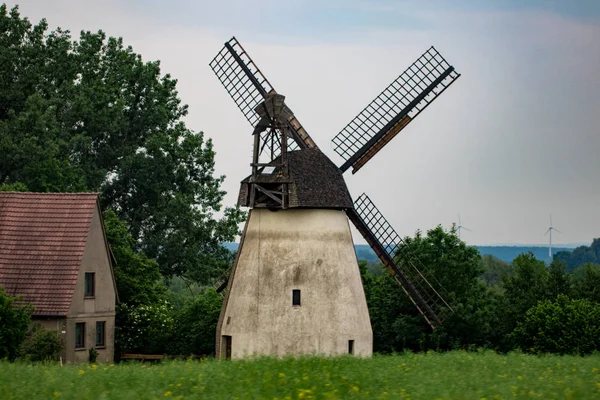 Vecchio Mulino Vento Giorno Nuvoloso Europa Germania — Foto Stock