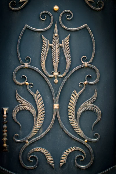 Güzel dekoratif metal elementler dövülmüş demir kapılar.