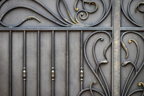 Beautiful Decorative Metal Elements Forged Wrought Iron Gates — Stock Photo, Image