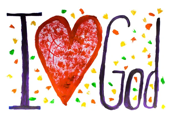 Dio Amore Concetto Testo Dipinto Con Colori Carta — Foto Stock