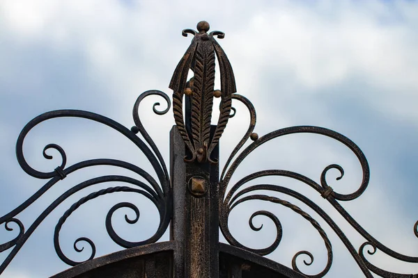 Portões Ferro Forjado Forjamento Ornamental Elementos Forjados Close — Fotografia de Stock