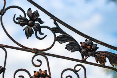 süslü Ferforje metal geçit dekorasyon unsurları.