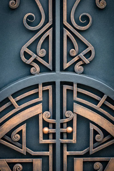 Portões Ferro Forjado Forjamento Ornamental Elementos Forjados Close — Fotografia de Stock