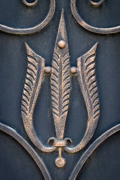 Güzel dekoratif metal elementler dövülmüş demir kapılar..