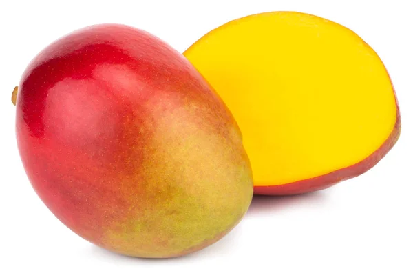 Two Mangoes Isolated White Background Clipping Path — Stock Photo, Image