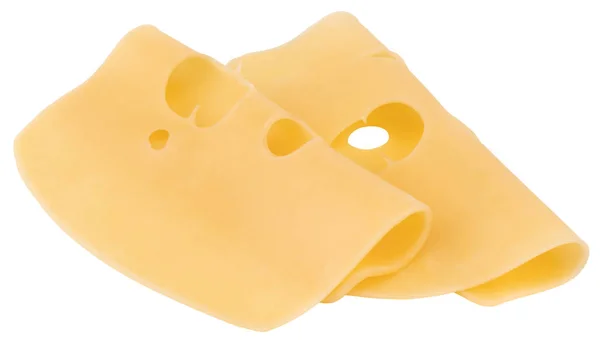 白い背景に分離された つのチーズのスライス — ストック写真