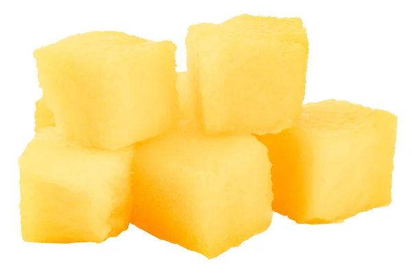 Fetta Cubo Mango Isolato Sullo Sfondo Bianco — Foto Stock