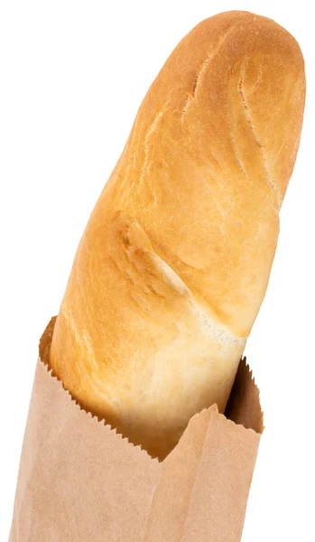 Baguete Francês Saco Papel Isolado Branco — Fotografia de Stock