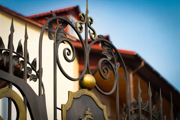 wrought-iron gates, ornamental forging, forged elements close-up.