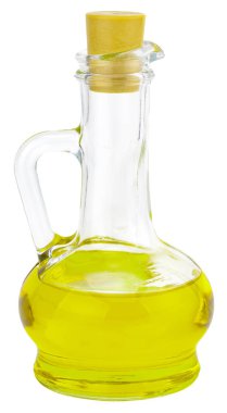 Beyaz bir arka plan üzerinde izole Naturel zeytinyağı şişesi.